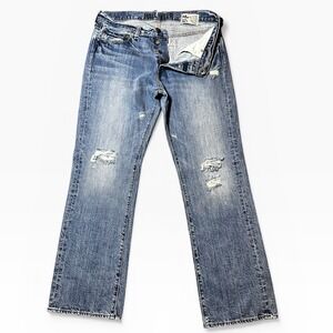 Hollister Distressed Straight Leg Jeans Button Fly 34x32 Western Stackable Y2K